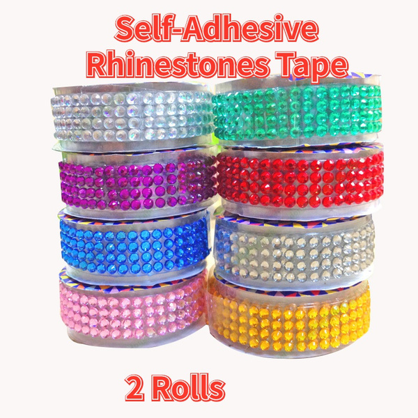 2 Rolls Self-Adhesive Rhinestones Tape Crystal Bling Stickers Diamante  Stickers Book Cards Scrapbook Crafts Embellishment